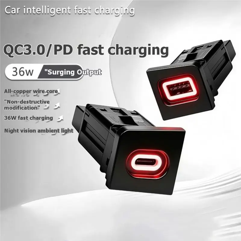 24-hour delivery Phone Outlet Power Socket Car USB Fast Charging Port QC3.0 Charger Adapter Cable 80Cm For VW CC 2011- 2012