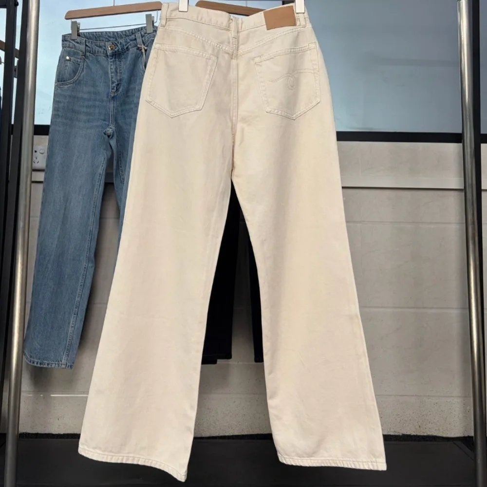 Summer Mid-rise 100% Cotton Loose Straight-leg Flared Jeans