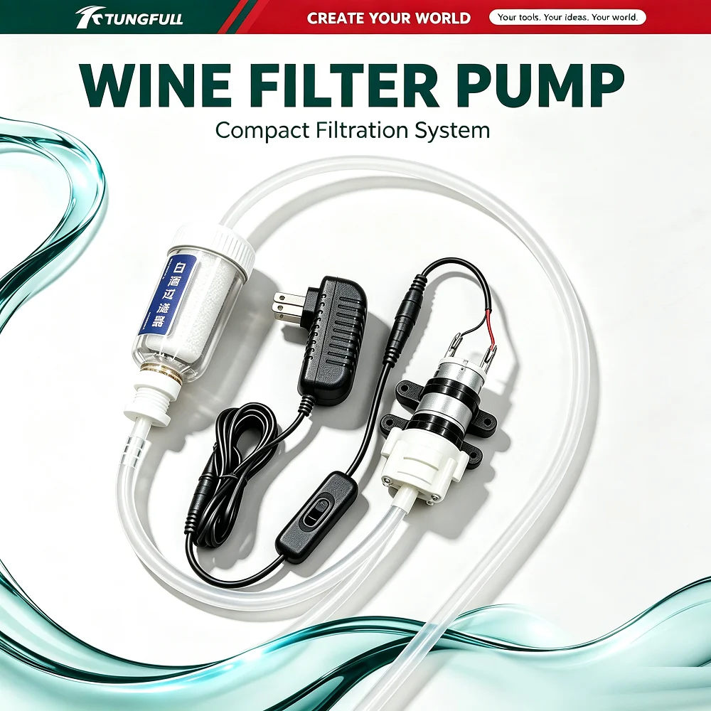 Image of Elektrisches Heimbrau-Weinfilter-Set mit Keramik-Aktivkohle-Likörreiniger und Likörextraktionspumpe für die Weinherstellung