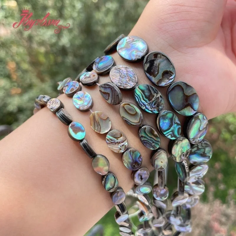 Oval Multicolor Abalone Shell Beads Loose Natural Stone Beads for DIY Needlework DIY Accessories Charms Jewelry Making 15
