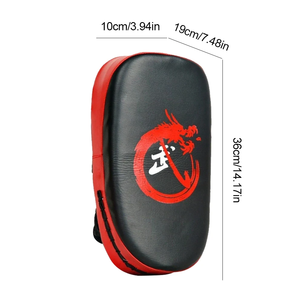 PU Leather Boxing MMA Target Pads Curved Kick Shield Non Slip Handle Foot Kicking Pad Adjustable Strap for Martial Arts Training