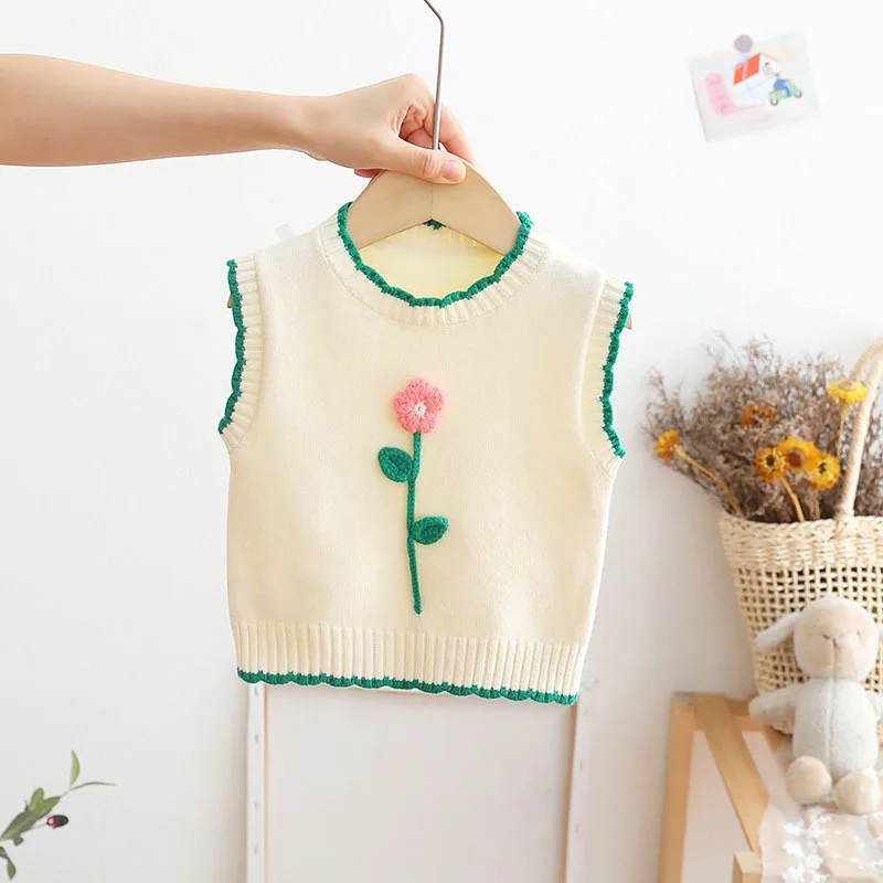 Baby Girls Vest Kids Thicken Waistcoats Toddler Infant Warm Flower Outerwear Children\'s Sleeveless Jacket Clothes Korean Style