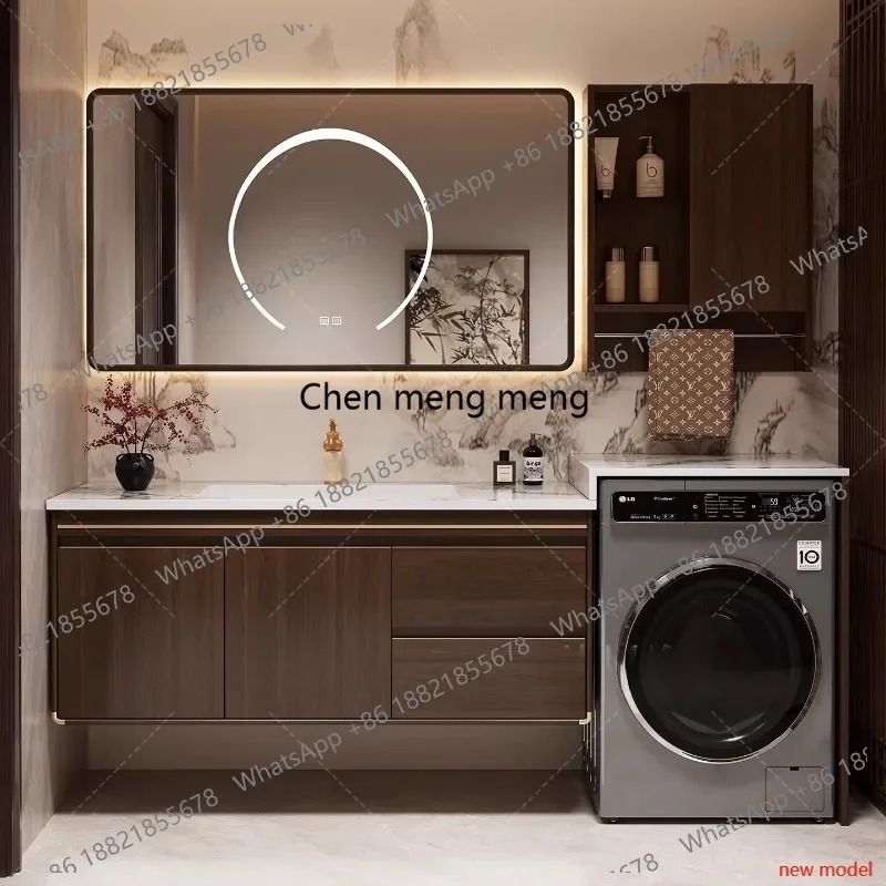 A178Washing machine cabinet Oak bathroom cabinet Combination toilet Wash top
