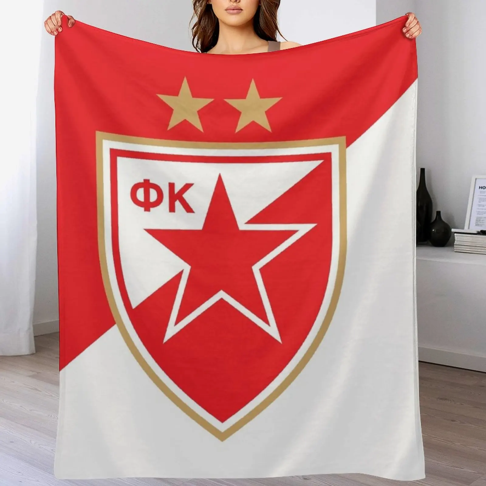 Moja Crvena Zvezda Beograd Serbian Love Delije Throw Blanket Sofas halloween Blankets