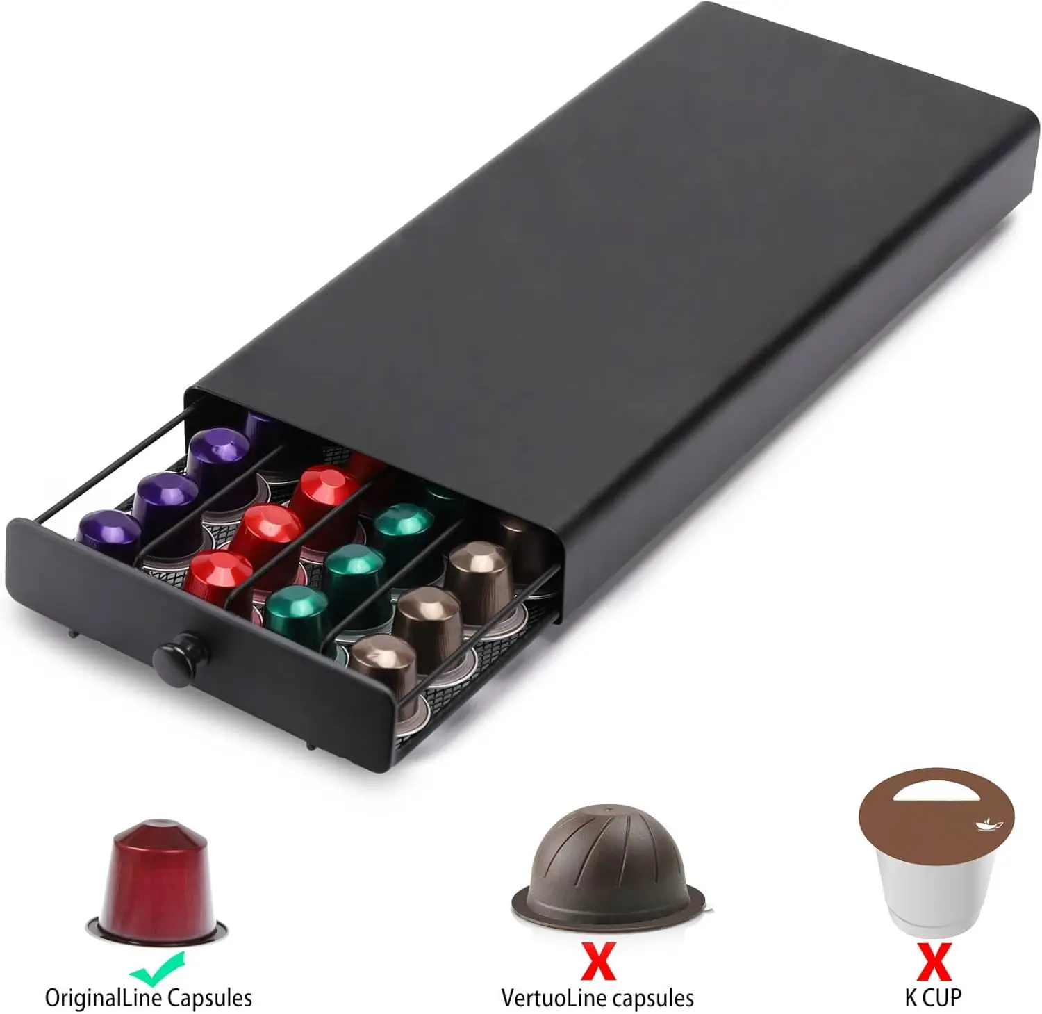 Nespresso Original Line Coffee Pod Storage Drawer Holder 40 Capsule Capacity Organizer OriginalLine Holder