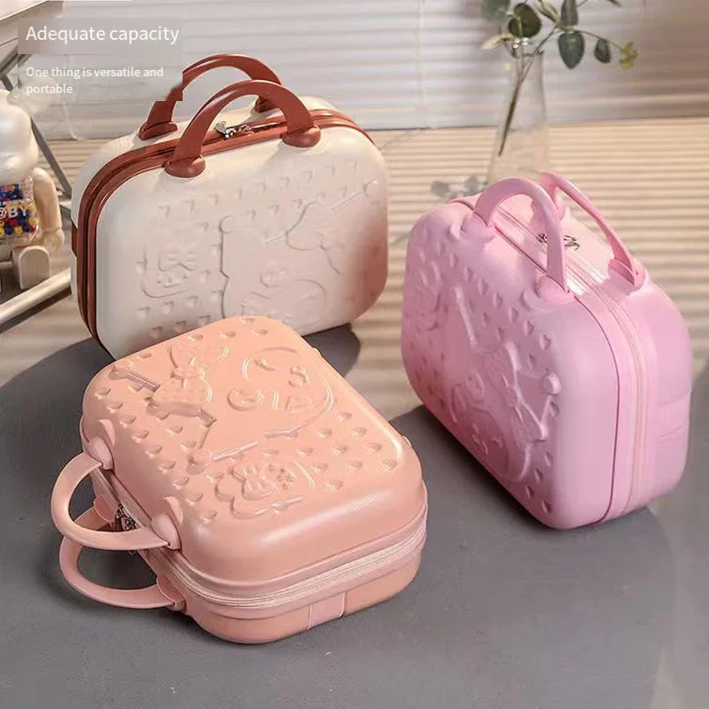 

14-дюймовый косметичка Kuromi, свежая сетчатая сумка для девочек, Kawaii, портативная косметичка с героями мультфильмов, чемодан, дорожный багаж