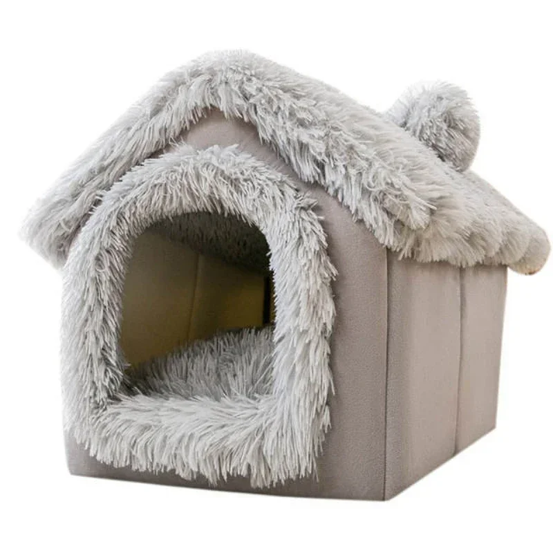 Foldable Pet Dog House Indoor Winter Warm Cat Bed Tent Puppy Cat Nest Kitten Teddy Comfortable Sofa Cushion Pet Supplies