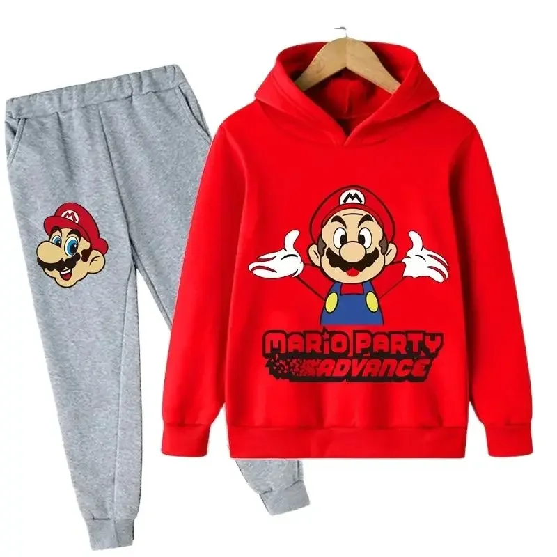 

New Super Mario Bros Kids Cartoon Sweatshirt Long Pants Coat Casual Boys Girls Long Sleeved Cute Hoodie Kids Pullover Sweatshirt