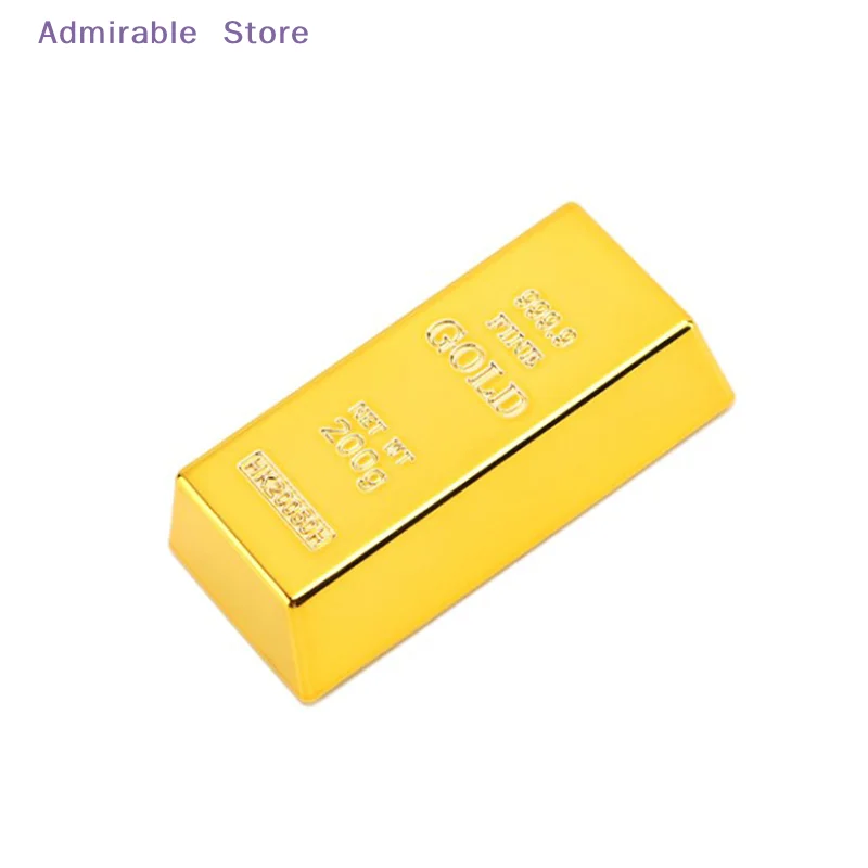 wPlastic Fake Gold Bullion Simulated Golden Brick Fake Glittering Gold Bar Paperweight Door Stop Movie Prop Novelty Gift