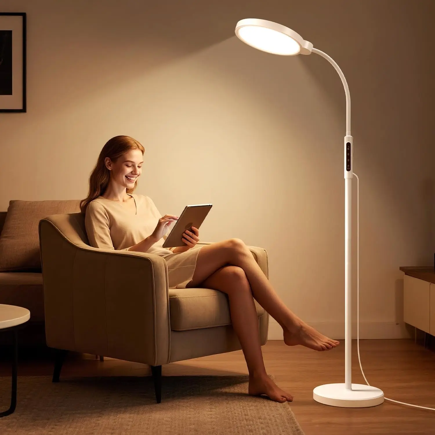 UV-Free Light Therapy Lamp, 11000 Lux Floor Sunlight with Touch Remote, 5 Colors 10 Brightness for Home Office
