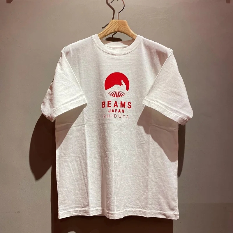 Japanese Trend Brand Beams T Shirt High Quality Letter Print Men Women Loose Top Tee BEAMS JAPAN Short Sleeve Real Photo