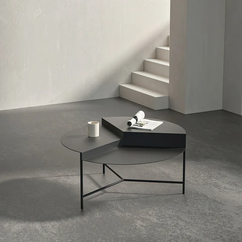 

Simple style coffee table light luxury home small coffee table white iron living room round table