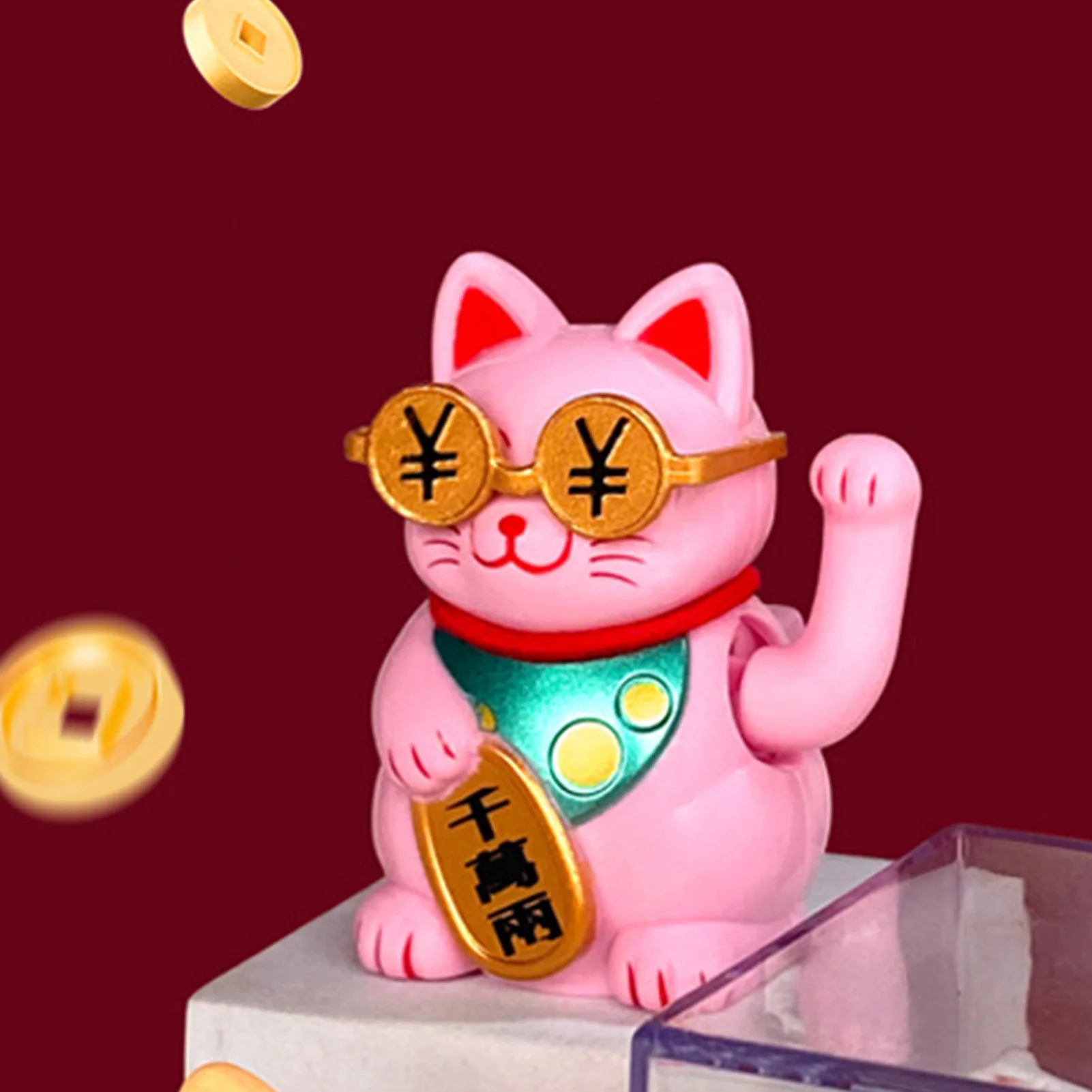 Solar Powered Lucky Cat With Glasses Mini Desktop Car Decoration Creativity Automatic Waving Ornament For Home Office Desk Gift