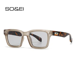 SO&EI New Square Women Fashion Gradient Sunglasses Shades UV400 Retro Brand Designer Rivets Men Champagne Sun Glasses