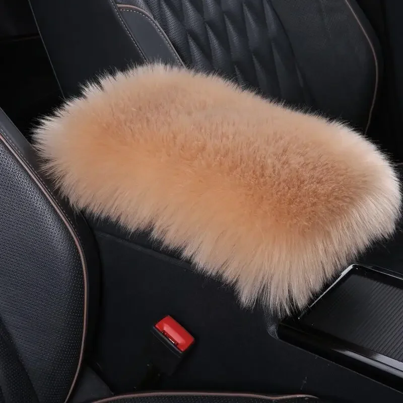 Furry Car Armrest Cover Artificial Wool Fur Soft Fluffy Auto Center Console Box Pad Covers Universal Car Armrests Accessories