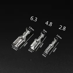 100Pcs 2.8mm 4.8mm 6.3mm Crimps Spring Whit Lock + Sheath Copper Connector Insert Female Plug Cold-pressed Terminal Block