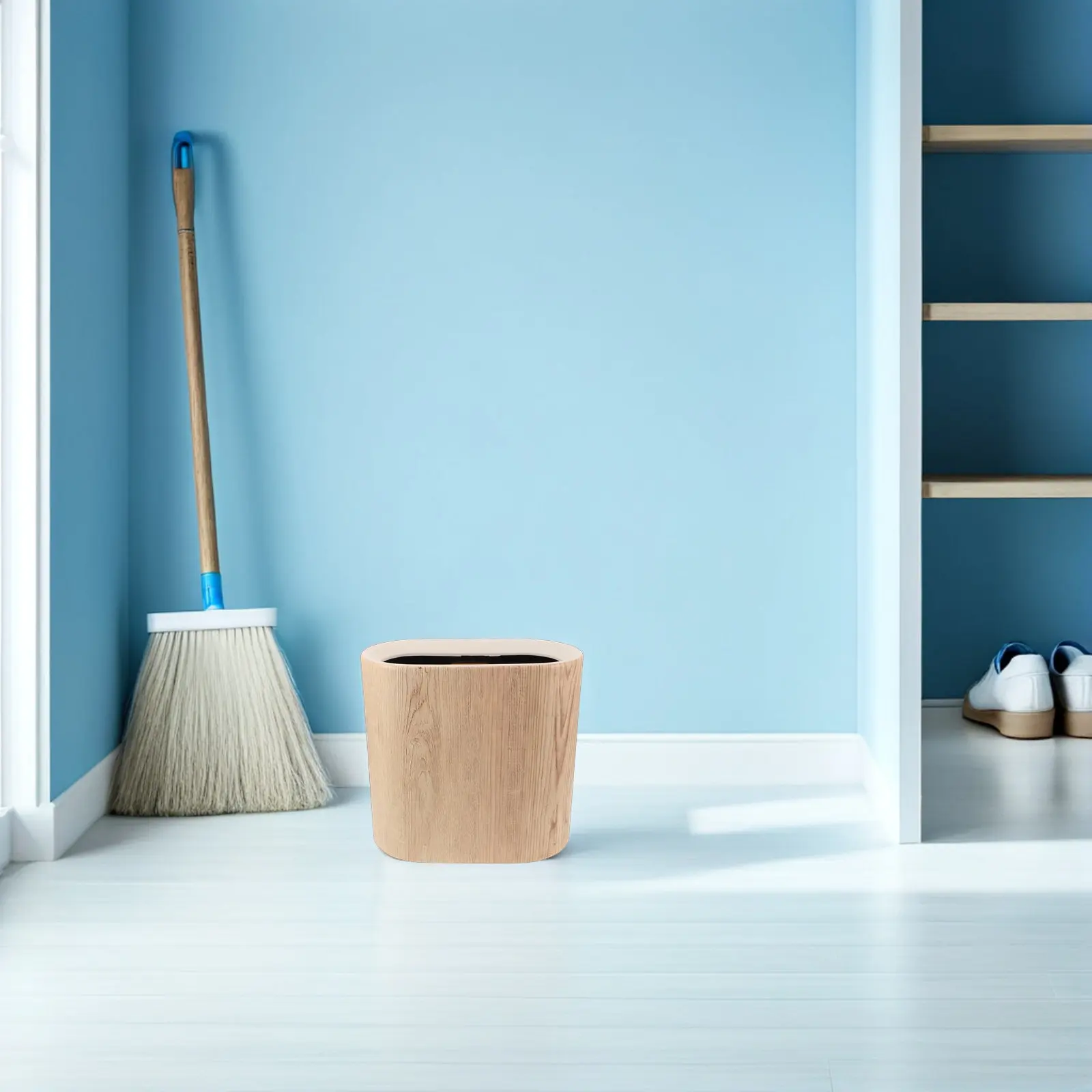 

Пластиковое мусорное ведро под дерево с крышкой, маленькое, тонкое, винтажный дизайн, герметичная крышка, легко чистится, устойчивое основание для спальни и офиса