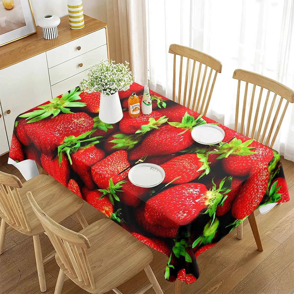 

Waterproof Polyester Tablecloth Floral Print For Dining Table Kitchen Decor Rectangular Table Cover Party 2D Flat Printed