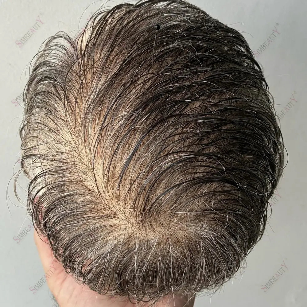 

Самая самая кожа, 0,02 мм, плотность 80%, мужской парик, система замены человеческих волос # 1B80 # 520Серый протез Капиллярные мужские парики Hombre