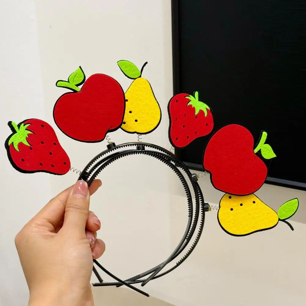 Kid Headband Spring Design Fruit-Decorated Headband Anti-Slip Tooth Design Stable Fit Hair Hoop Children Day Performance 97