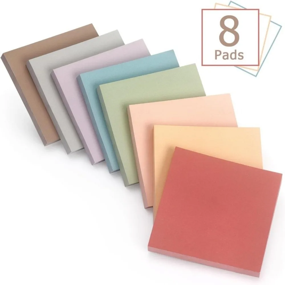 8 Stuks Retro Kleur Sticky Notes Pads Set Zelfklevende 3×3 Inch Scrapbooking Blocnotes Papier School Briefpapier Memo Pads