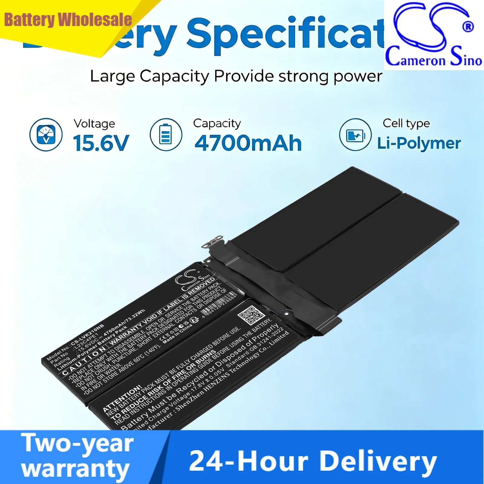 Replacement 15.6V 4700mAh Battery for Lenovo ThinkBook 13x Gen 4 IMH (21KR) L23B4PE1 L23C4PE1 21KR000AJP 21KR000GJP 21KR000LLT