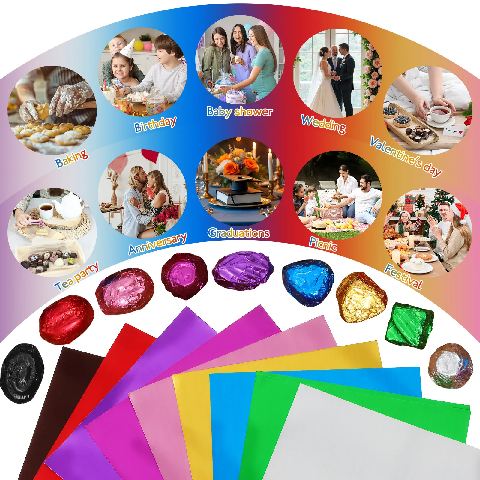 900Pcs Food Grade Foil Paper for Chocolate Wrapping Safe Tasteless Eco Friendly Candy Packaging Gift Wrap Birthday Shower