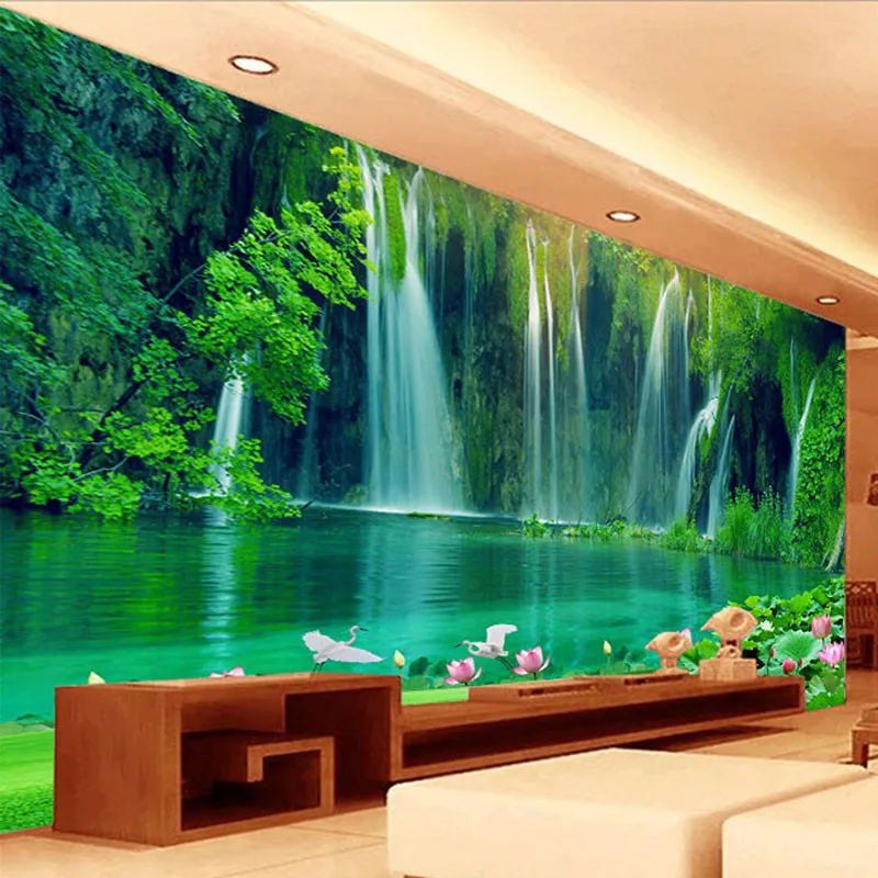 Bed room Wallpaper Modern Waterfall Nature Scenery Murals Wallpapers For Living Room TV Sofa Background Wall Papers Home Decor