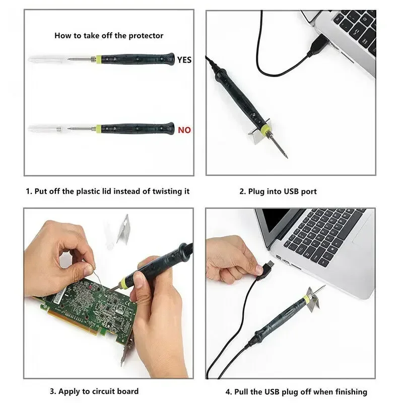 Portable USB Electric Soldering Iron 5V 8W Tin Solder Iron USB Fast Charging Rework Station Microelectronics Repair Welding Tool