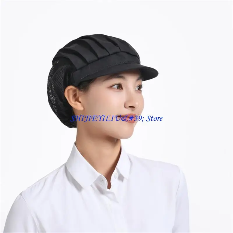 E21F Breathable Chefs Hat Elastic Mesh Headwear for Industrial Kitchen Environment