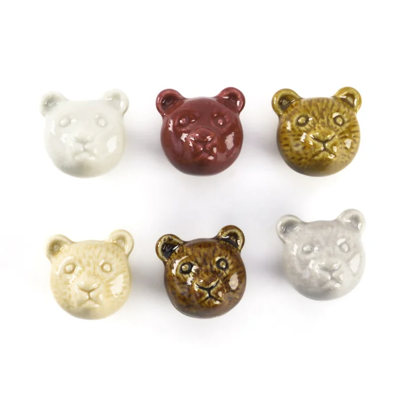 Cute Beer Drawer Handle Ceramic Animal Furniture Cabinet Door Handles Wardrobe Cupboard Closet Pulls For Children's Room