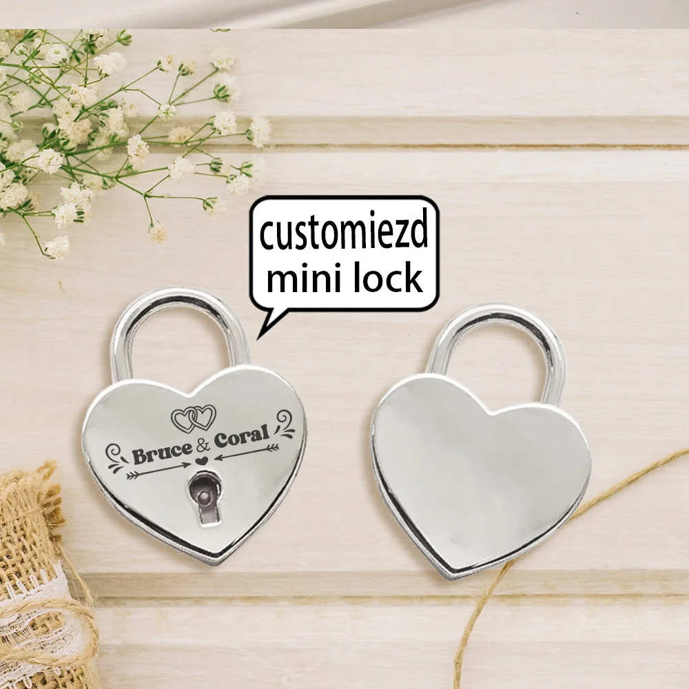 1 قطعة سهام الحب الكرتونية المتناظرة اسم مخصص نقش قفل صغير على شكل قلب قفل قفل الحب قفل الرغبات #1