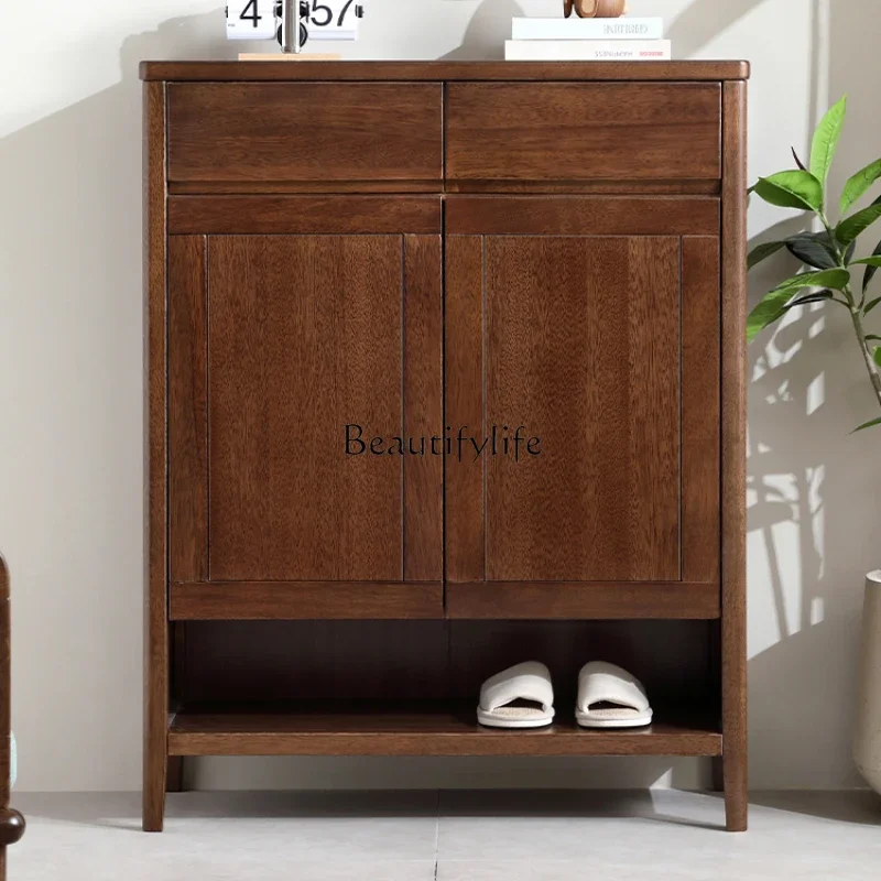 

FG44Pure solid wood shoe cabinet, simple modern door walnut small apartment, new entrance entrance cabinet