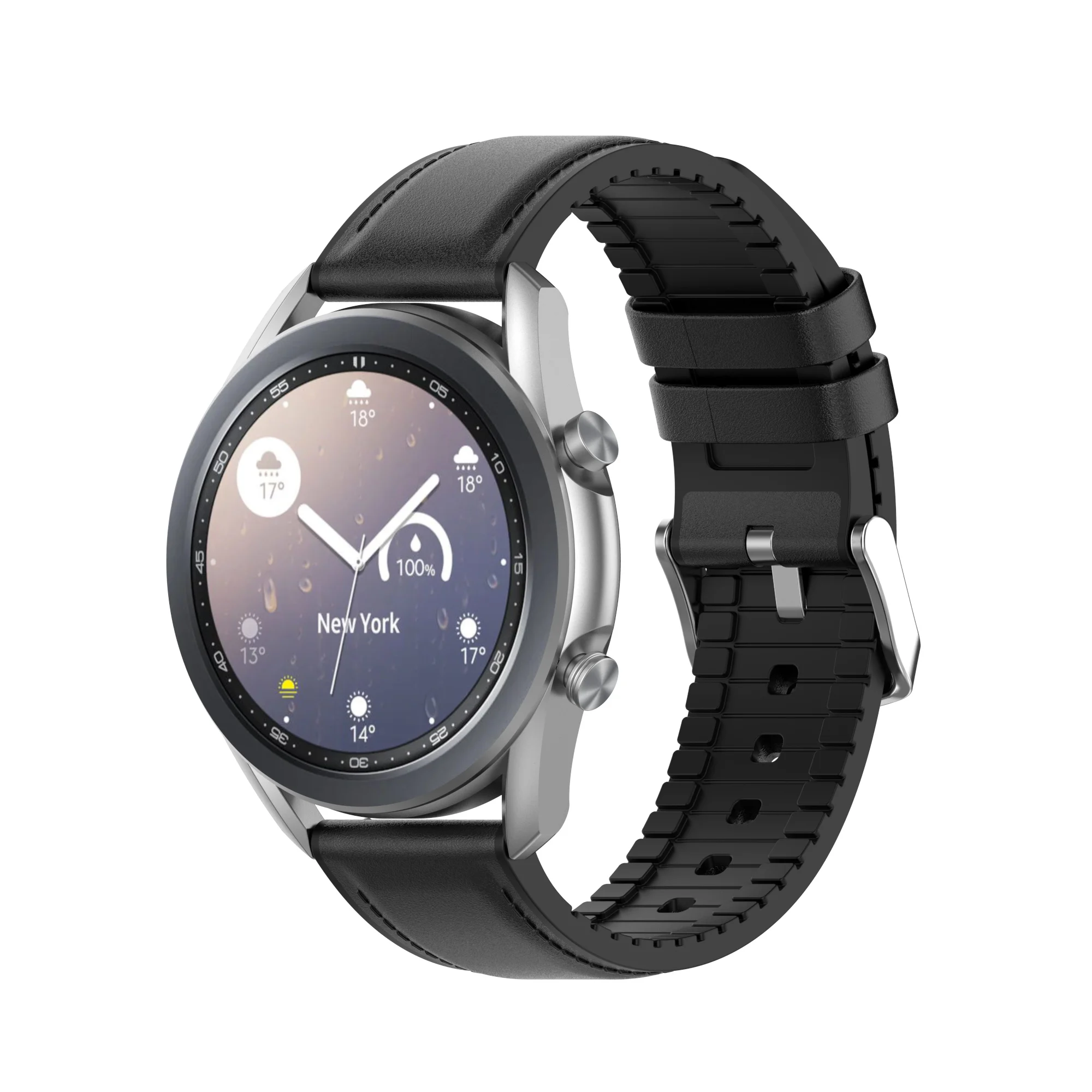 สายซิลิโคนหนังสําหรับ Samsung Galaxy Watch 3 Watch3 45 มม.41 มม.เกียร์ S3/Active 2/Galaxy 46 มม.สร้อยข้อมือเข็มขัด