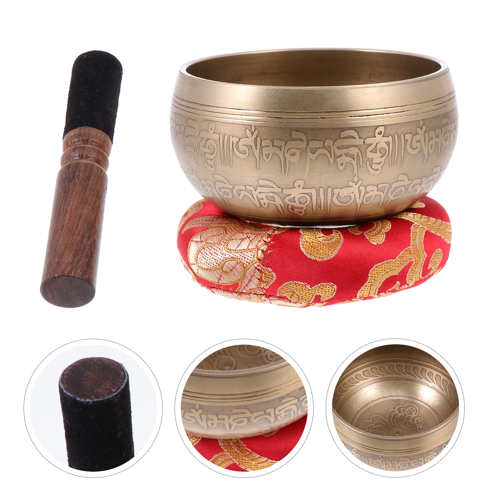 

1 Set Singing Bowl With Mallet Gasket For Meditation Yoga Healing Relaxation Stress Relief Color Instrument
