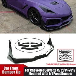 Front Bumper Lip With Winglets For Chevrolet Corvette C7 2014-2019 Modified With Zr1 Bumper Car Accessories Splitter Matte Black