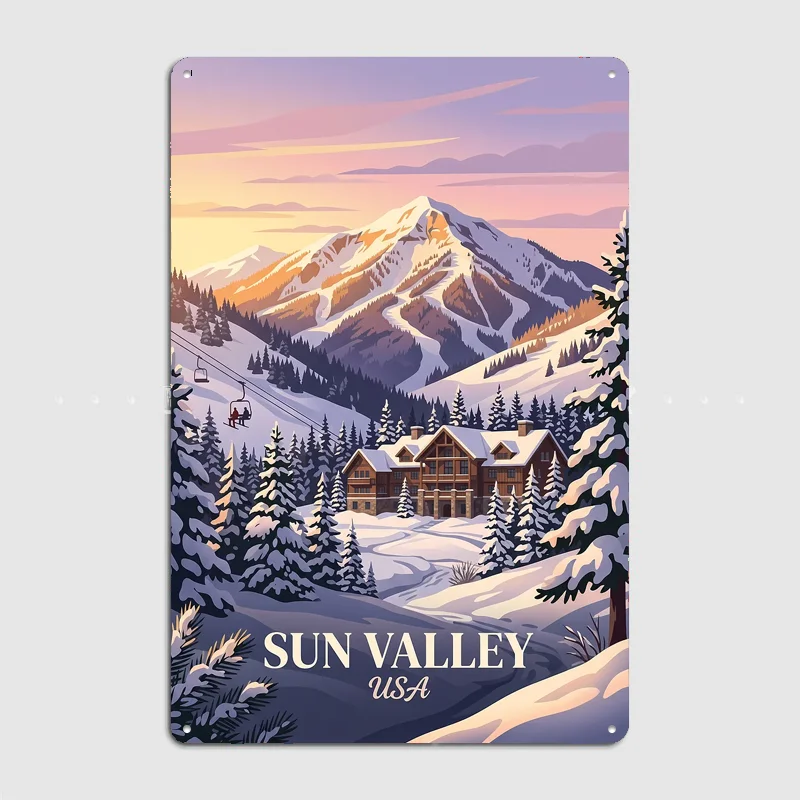 Sun Valley Ski Resort Travel Poster Metal Sign Posters Bar Bedroom Custom Wall Decorations Room Decoration Interior Home Decor