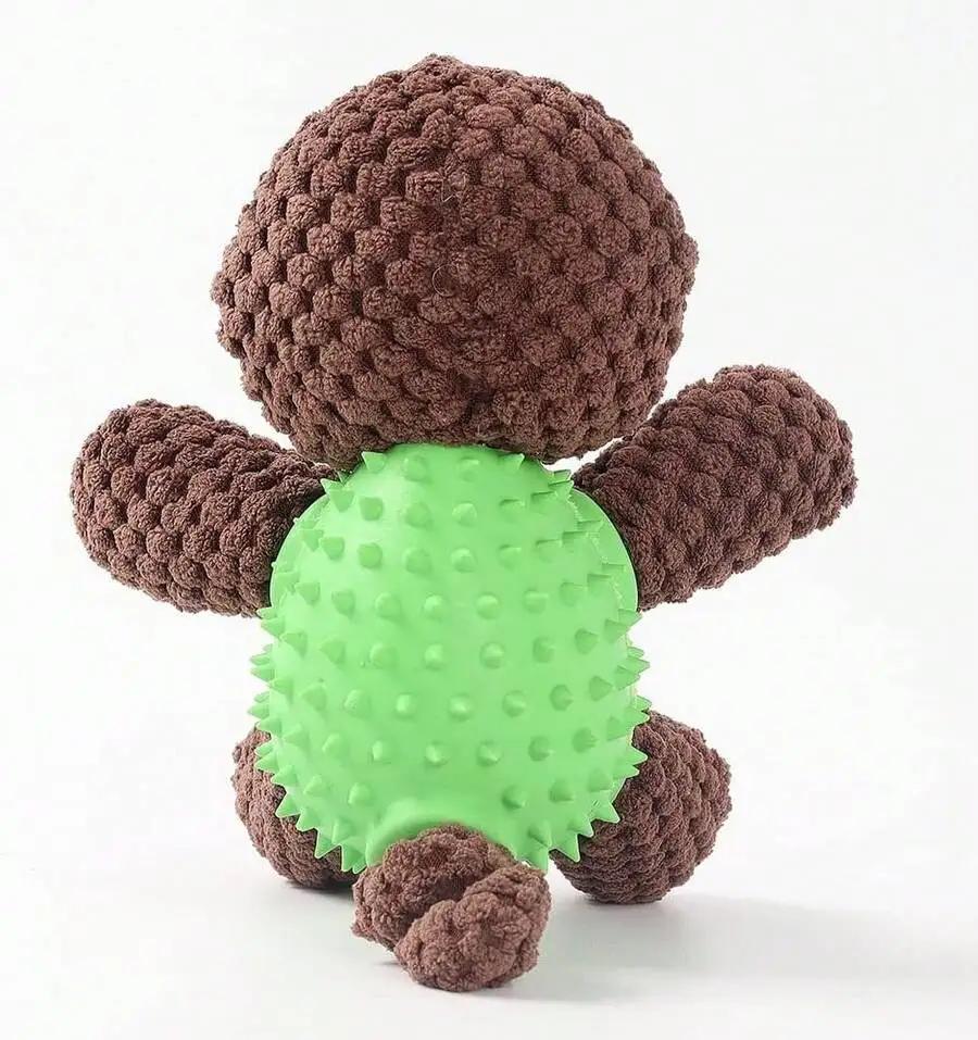 

Squeaky Plush Dog Toy With Spiky Rubber Core Interactive Chew Puzzle For Medium Large Dogs