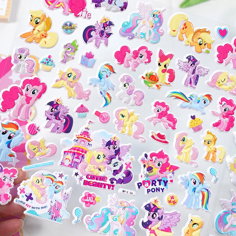 Kawaii My Little Pony Stickers Pinkie Pie Fluttershy Cartoon Anime 3D Foam Stickers Phone Case Cups Luggage Stickers Gift Toys