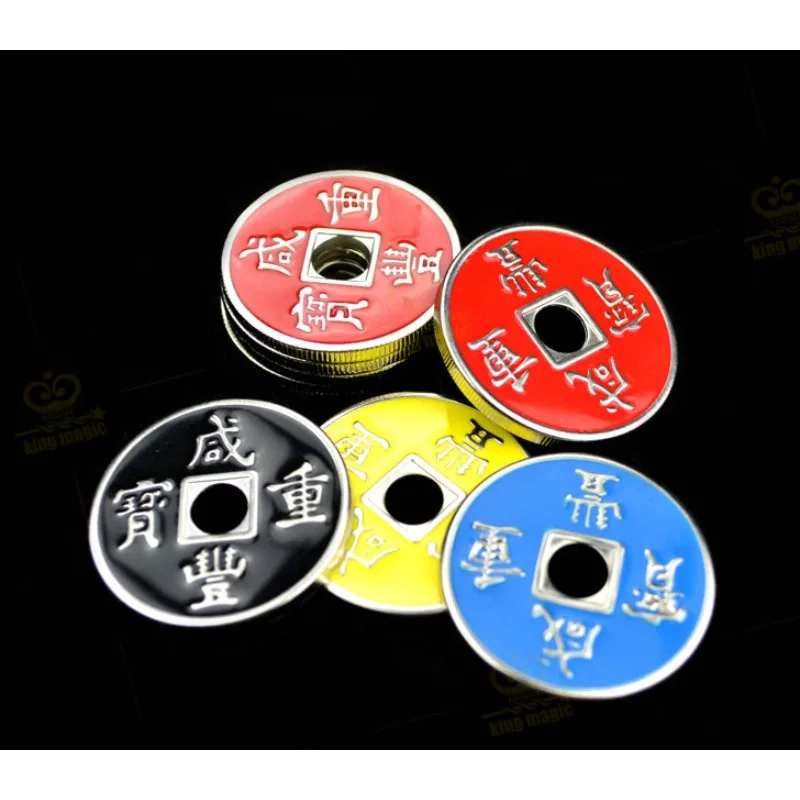 Four Colour Chinese Coins With Expanded Shell Sets Magic Tricks 4 Coins Chinese Ancient Coin Magia Kit Magic Props Magician Fun