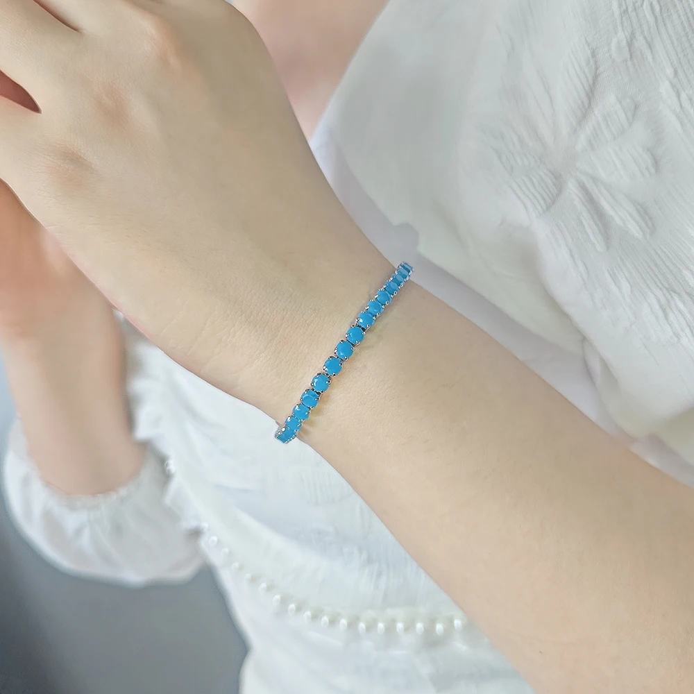 2024 New Arrival Luxury Round chalchite color on hand Bracelet Bangle For Women Anniversary Gift Jewelry Bulk Sell S5785