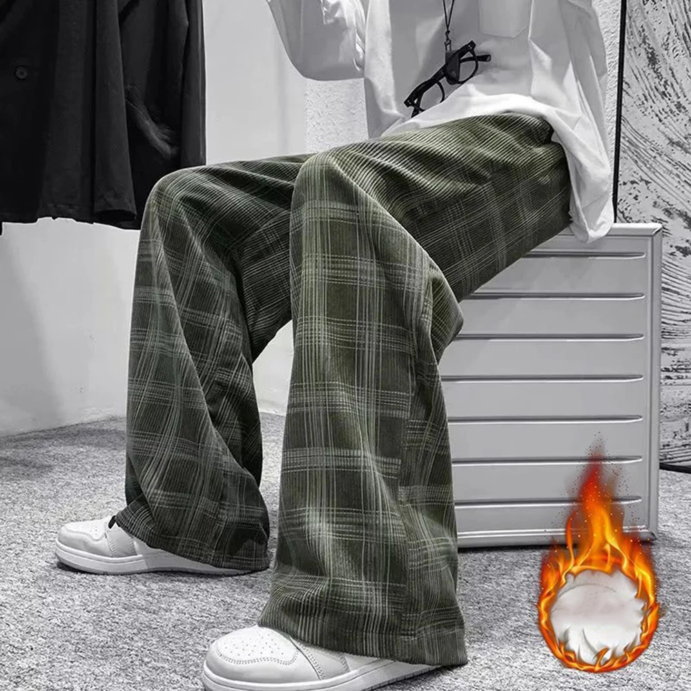 

Men Japanese Plaid Loose Casual Pants Straight For Versatile Harajuku Trousers Casual Pants Loose Sweatpants Sports Pants