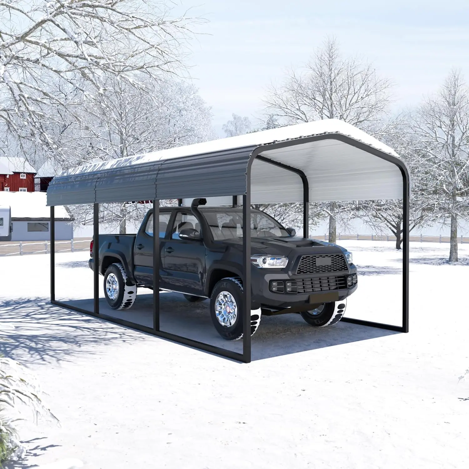 

10x15ft Heavy Duty Metal Carport Canopy with Roof Frame & Bolts for Car Truck Boat Outdoor Shelter, Customized