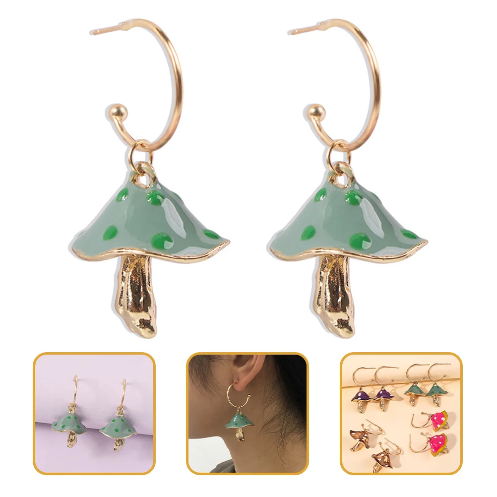 1 زوج أقراط الفطر للنساء استرخى الجنية مجوهرات خفيفة الوزن صديقة للبشرة بيان الموضة أقراط زي الجمالية