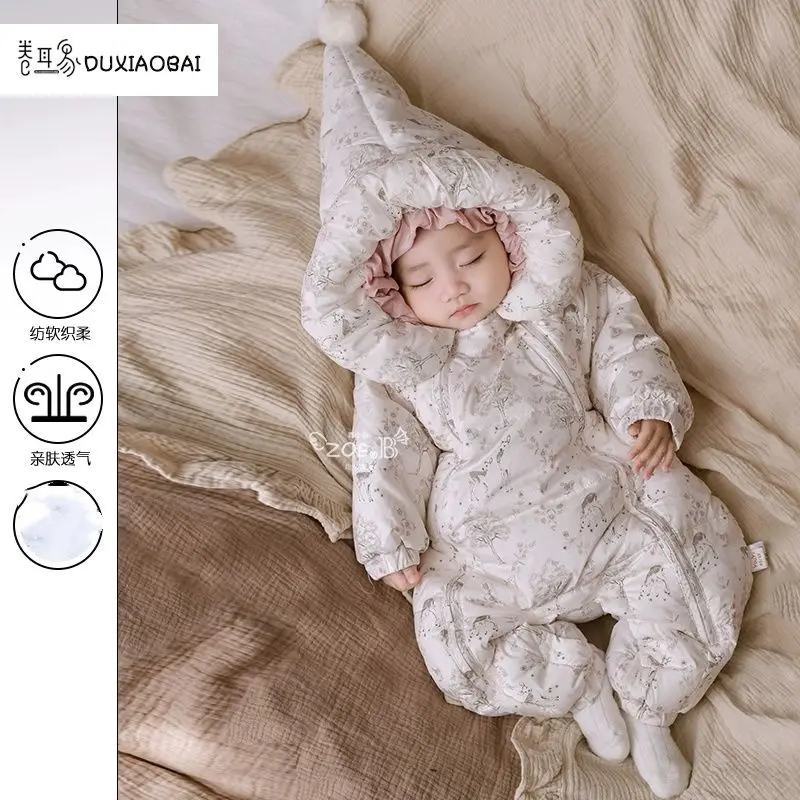 Autumn Winter Children Baby Girls Cotton Floral Jumpsuits Single-Breasted Cute Floral Chic Baby Overalls Kids One-piece pants
