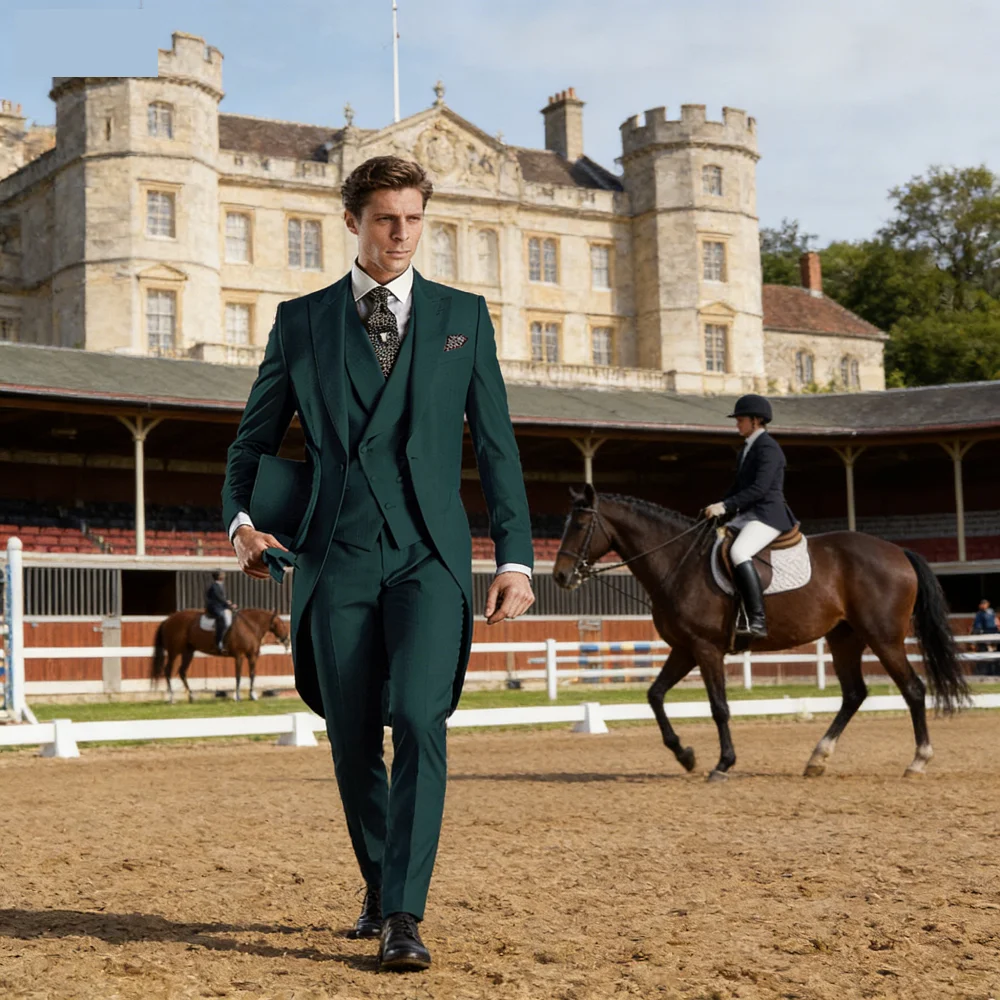 

Men's Monochromatic Tuxedo Set Business Smoking Wedding Dress Blazer Jacket Vest Pants 3-Piece Suit for Formal Occasions