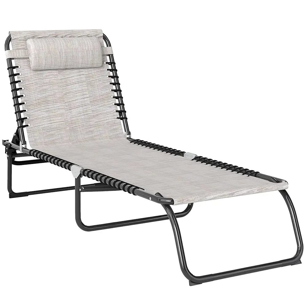 

Folding Chaise Lounge Chair, Patio Sun Tanning Chair, Outdoor Chaise Lounger With 4-Position Reclining Back, Breathable Mesh