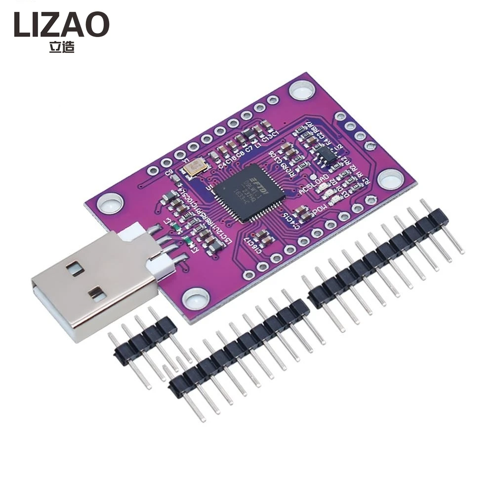 LIZAO MCU FT232H High-Speed Module, Multifunctional USB to JTAG UART FIFO SPI I2C Converter Adapter Board