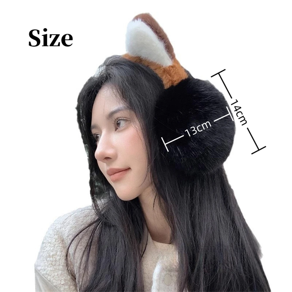 Fox Ears Winter Warm Earmuffs Women's Thickened Headphone Foldable Muffs Cute Cartoon Fluffy Earlap Hair Band Christmas Gifts