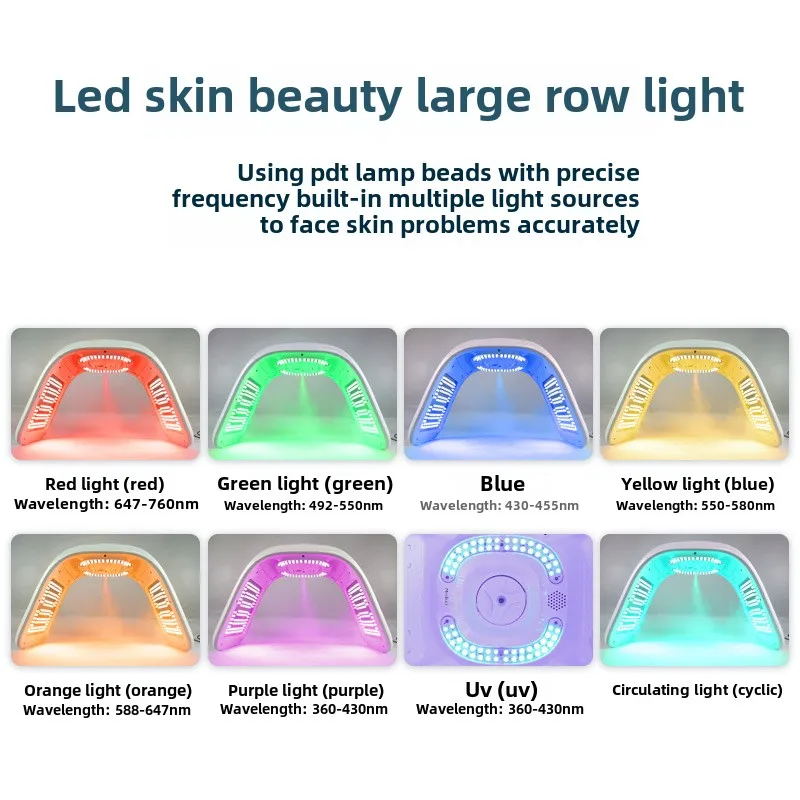 5D スペクトロメーターランプ大型デスクトップコールドホットスプレーマシン LED 美容光子美白日焼けスキンケアマイクロカレントマスクレッド CN